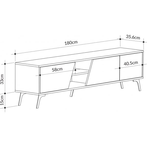 Fiona mediabenk - Eik/hvit Fiona mediabenk - Eik/hvit