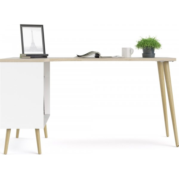 Oslo skrivebord 145 x 81 cm - Hvit/eik