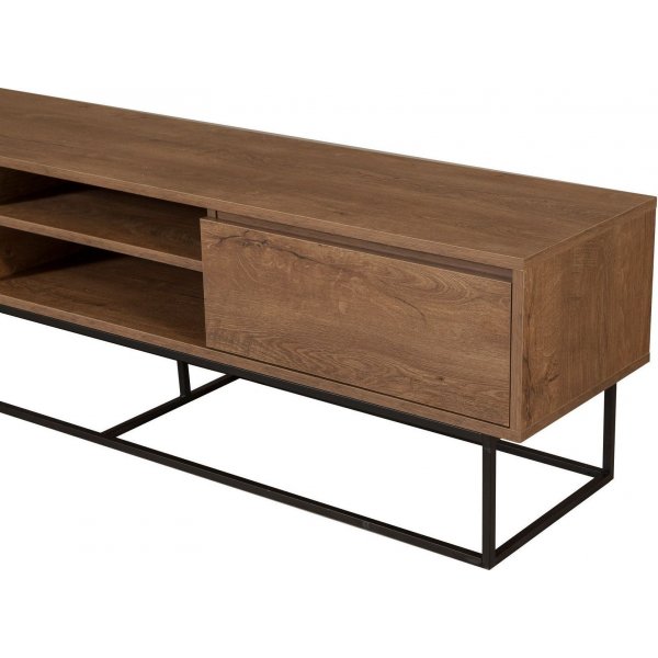 Rodez mediebenk, 180 cm - Valnøtt/svart Rodez mediebenk, 180 cm - Valnøtt/svart