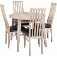 spisegruppe Genova spisebord 90-130 cm inkl 4 Alaska stoler - Hvit pigmentert / svart øko-lær spisegruppe Genova spisebord 90-130 cm inkl 4 Alaska stoler - Hvit pigmentert / svart øko-lær