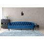 Sofa Chesterfield 3-seters sofa i bl flyel