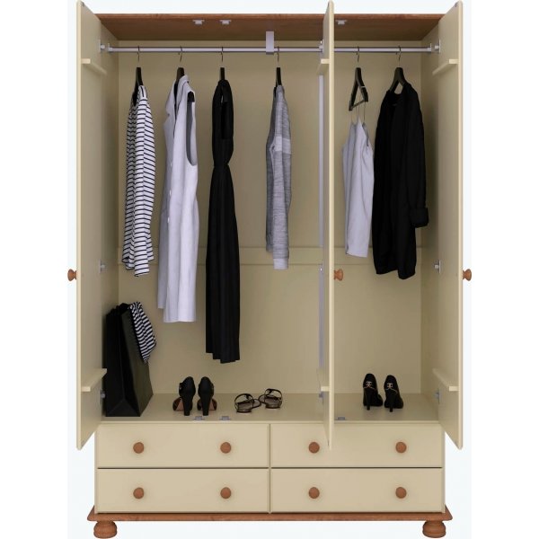 Richmond garderobeskap med 3 d�rer - Brun/kremhvit