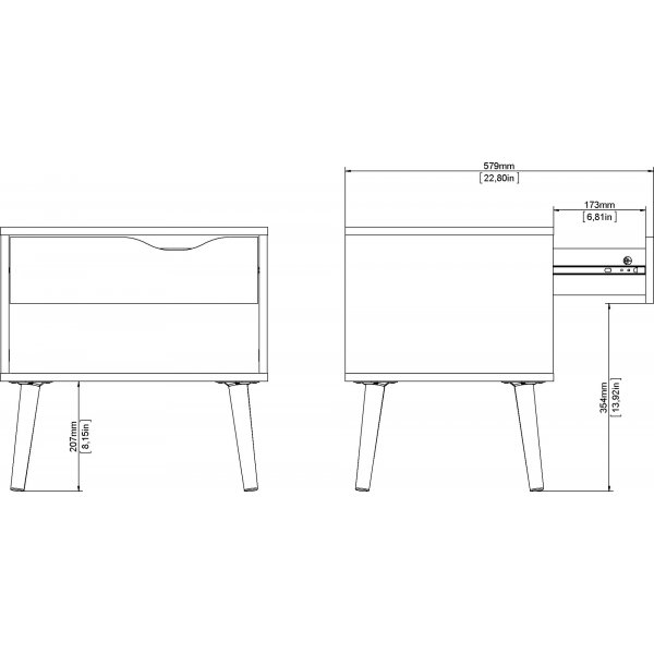 Oslo nattbord - Sort/eik Oslo nattbord - Sort/eik
