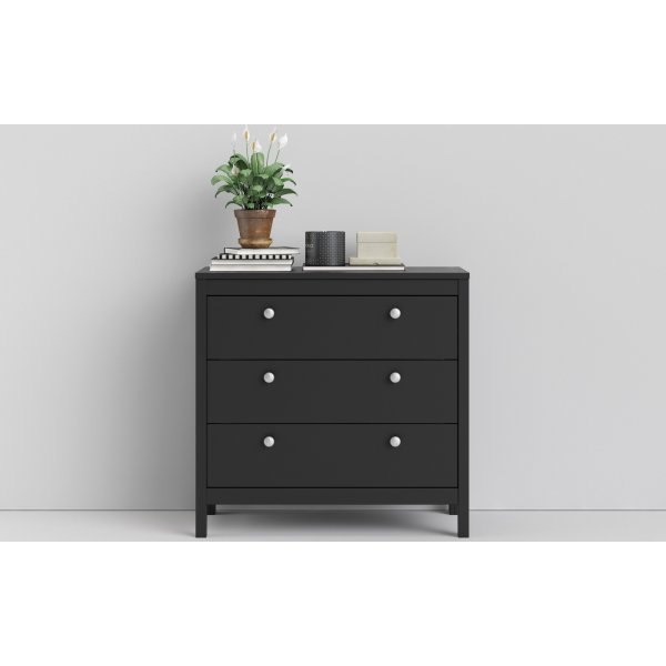 Madrid kommode med 3 skuffer - Sort