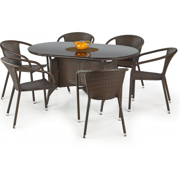 Benin spisebord 150x90 cm - Mørkebrun kunstrotting Benin spisebord 150x90 cm - Mørkebrun kunstrotting