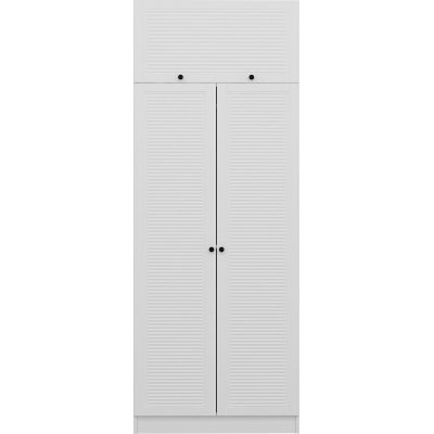 Larett garderobe med overskap, 90 cm - Hvit
