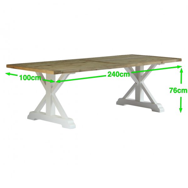 Rufus spisebord 240 cm med kryssben - Resirkulert furu Rufus spisebord 240 cm med kryssben - Resirkulert furu