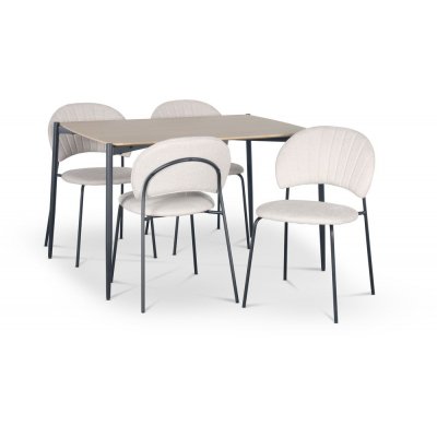 Lokrume spisegruppe med bord p 120 cm i lyst tre + 4 stk Hogrn beige stoler