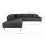 Lido Hjrnesofa med pen finish - Mrkegr