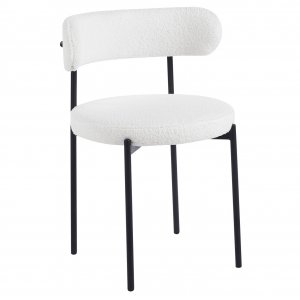 Wilma-stol i hvit teddy med svarte ben Wilma-stol i hvit teddy med svarte ben