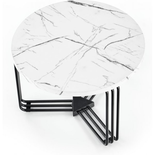 Tisvilde salongbord Ø55 cm - Hvit marmor/svart Tisvilde salongbord Ø55 cm - Hvit marmor/svart
