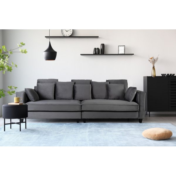 Brandy Lounge - 4-seters sofa XL (sølvgrå fløyel) Brandy Lounge - 4-seters sofa XL (sølvgrå fløyel)