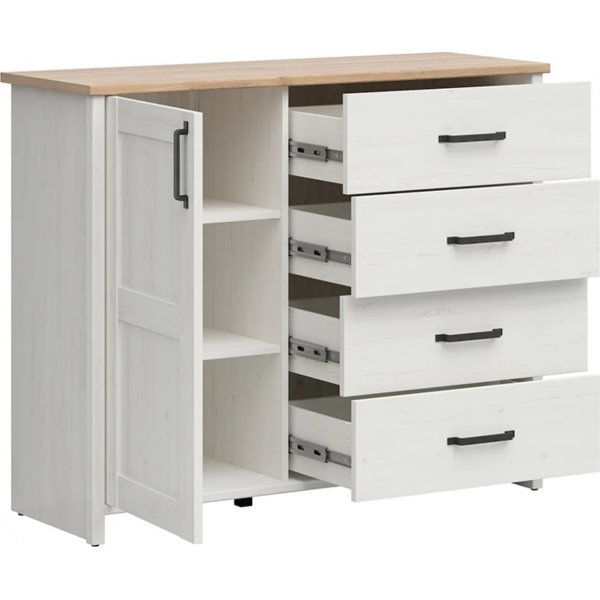 Loksa kommode 120 cm - Hvit furu/eik Loksa kommode 120 cm - Hvit furu/eik