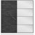 Kapusta garderobe med speildør, 180 x 52 x 210 cm - Hvit/svart