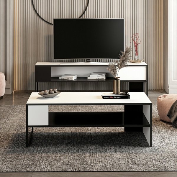 Concord salongbord 120 x 60 cm - Hvit/svart Concord salongbord 120 x 60 cm - Hvit/svart