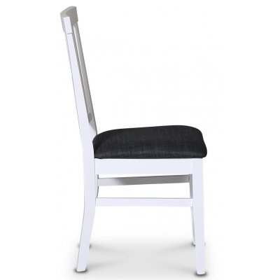 Fr stol med ribber og stoffsete - Hvit / Gr + Mbelpleiesett for tekstiler