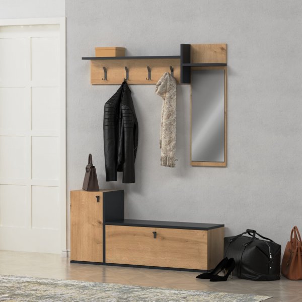 Rubin hallmøbler - Antrasitt/eik Rubin hallmøbler - Antrasitt/eik