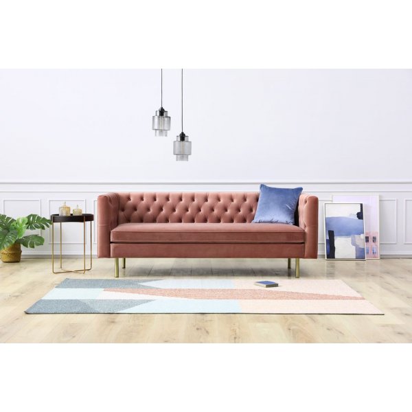 Toto 3-seters sofa - Rosa / Messing