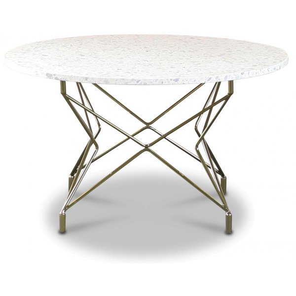 Terrazzo rundt sofabord Ø 80 cm - Bianco Terrazzo & underdel Star messing Terrazzo rundt sofabord Ø 80 cm - Bianco Terrazzo & underdel Star messing