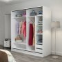 Kapusta garderobe med speildrer, 220x52x210 cm - Hvit