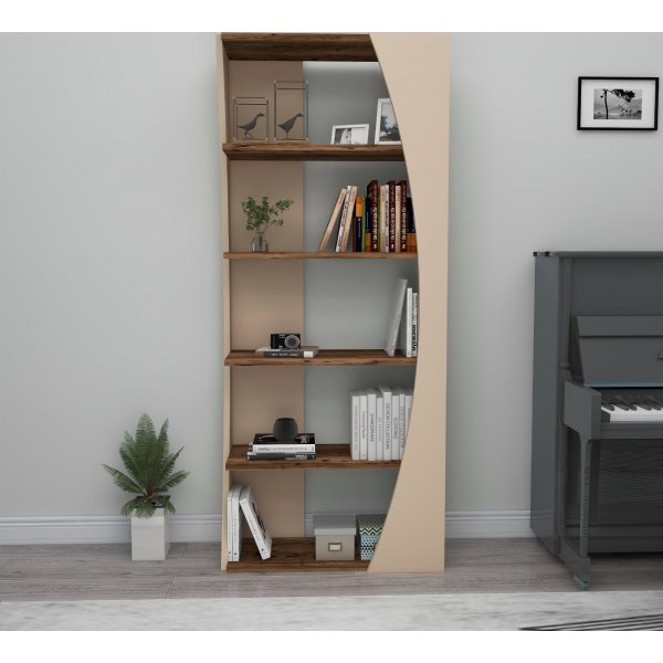 Selg bokhylle - Beige/valn�tt