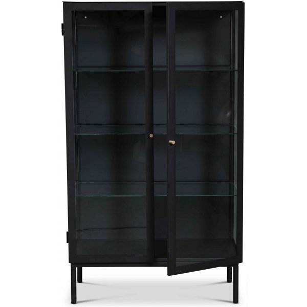 Cliff vitrineskap i metall (highboard) - Svart / Klarglass Cliff vitrineskap i metall (highboard) - Svart / Klarglass