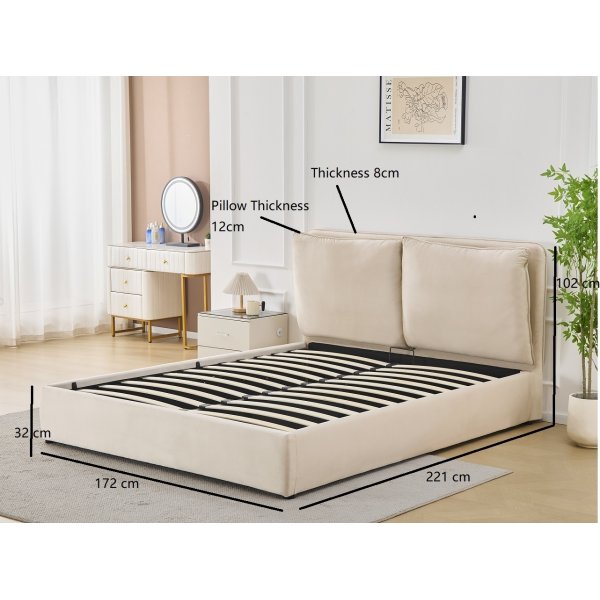 Lamica sengeramme med sengegavl og oppbevaring 160 x 200 cm - Beige Lamica sengeramme med sengegavl og oppbevaring 160 x 200 cm - Beige