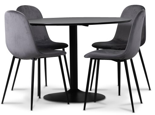 Seat spisegruppe, spisebord med 4 stk Carisma flyelsstoler - Svart/Gr