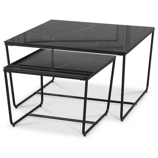 Stella Satsbord - Sort marmorert glass / sort understell