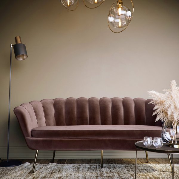 Musslan 3-seters sofa - Brun / messing + Flekkfjerner for møbler Musslan 3-seters sofa - Brun / messing + Flekkfjerner for møbler