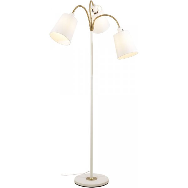 Gulvlampe Ljusdal 3-armet - Hvit/matt messing