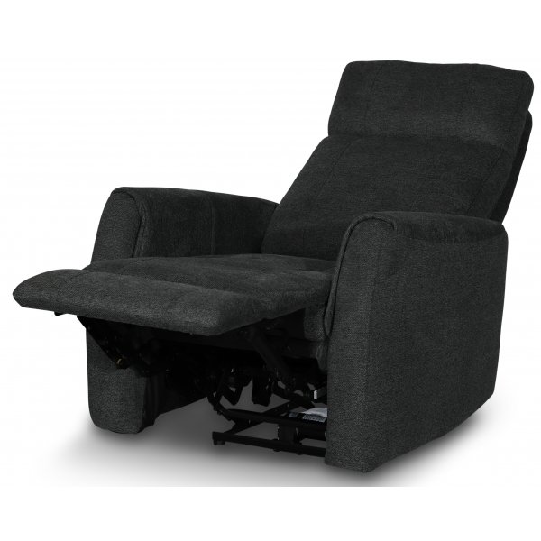 Enjoy Elof El-Recliner - Lenestol i mrkegrtt stoff + Mbelftter