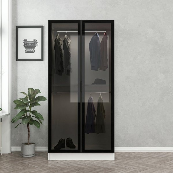 Cavolo garderobeskap 90 cm - Hvit/svart Cavolo garderobeskap 90 cm - Hvit/svart