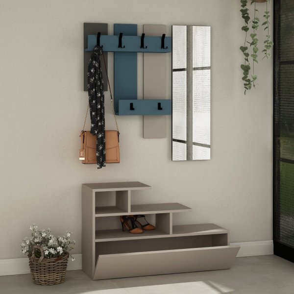 Vesty gangmøbel - Lys mokka/turkis Vesty gangmøbel - Lys mokka/turkis