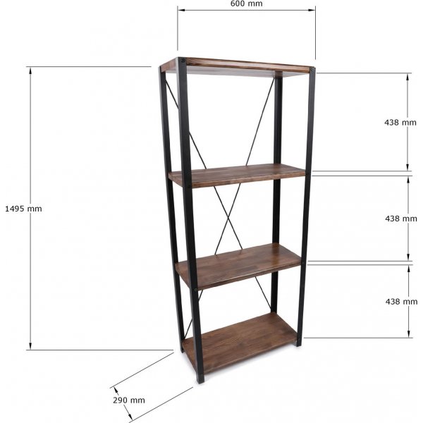 Lola bokhylle - Safir eik/svart Lola bokhylle - Safir eik/svart