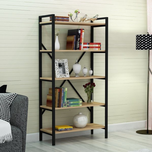 Athena bokhylle - Furu/svart Athena bokhylle - Furu/svart