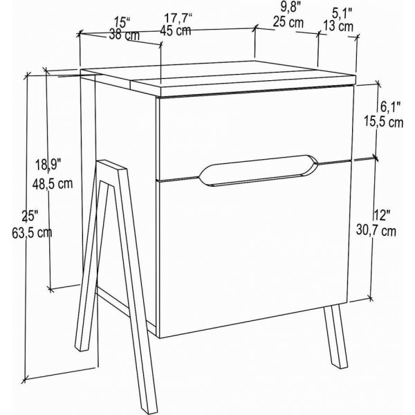 Neva nattbord - Valntt/hvit