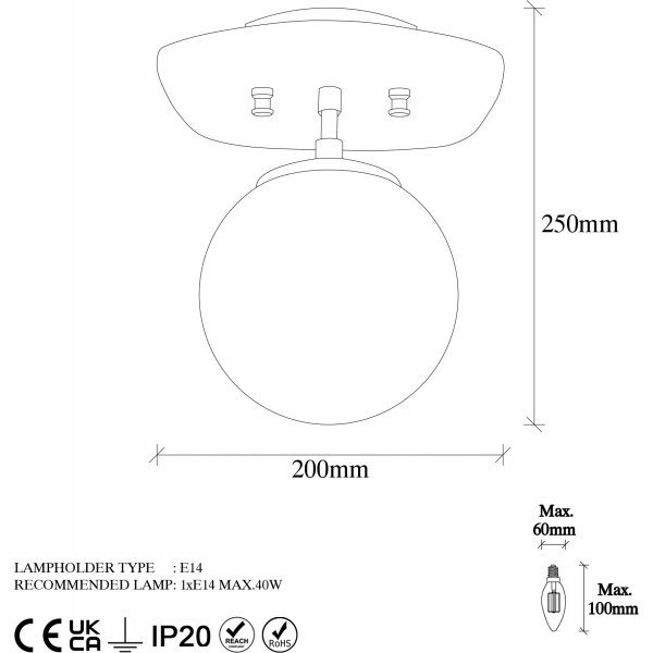 Brnntaklampe 11681 - Sort/hvit