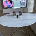 Kundebilde Sofabord Star 90 cm - Hvitt marmorert glass / messingfarget understell: Perfekt