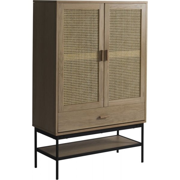 Halsten vitrineskap - Eikfinér/svart Halsten vitrineskap - Eikfinér/svart