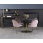 Plaza spisegruppe, marmorbord med 4 st Plaza flyelstoler - Rosa/Gr/Messing