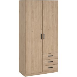 Sprintgarderobe med 2 drer og 3 skuffer - Hickory