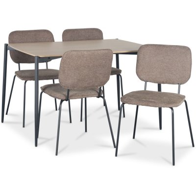 Lokrume spisegruppe med bord på 120 cm i lyst tre + 4 stk Lokrume brune stoler
