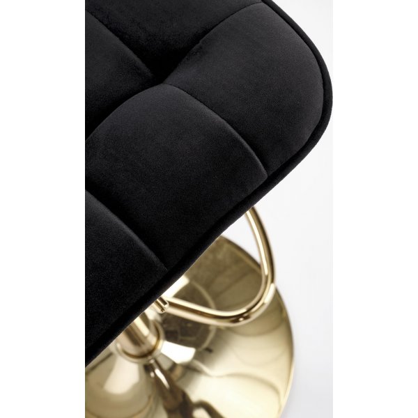Barkrakk svart fløyel med gullfot - Setehøyde 62-84 cm Barkrakk svart fløyel med gullfot - Setehøyde 62-84 cm