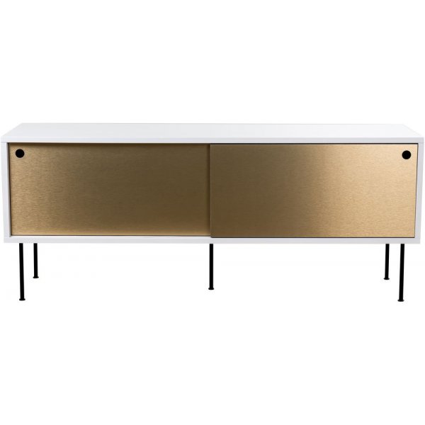 Volume mediebenk 132 cm - Hvit/messing