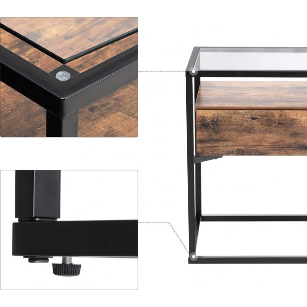 Eddie sidebord 43 x 43 cm - Brun/svart