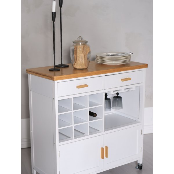 Living kjøkkenøy med vinstativ - Eik/hvit + Tekstilpleie for møbler Living kjøkkenøy med vinstativ - Eik/hvit + Tekstilpleie for møbler