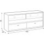 Belize mediabenk 150 cm - Versailles eik/sort