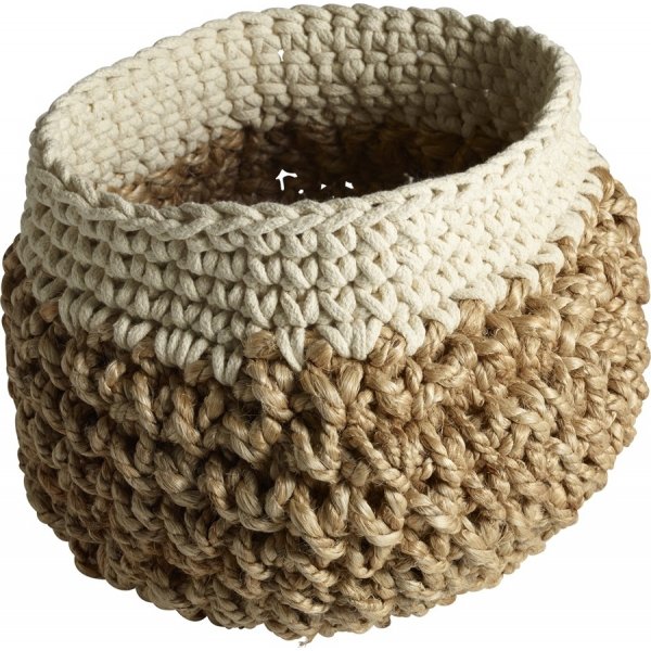Amara kurv 25 x 25 cm - Jute/Creme