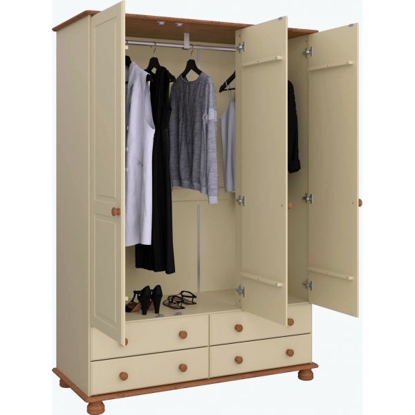 Richmond garderobeskap med 3 d�rer - Brun/kremhvit